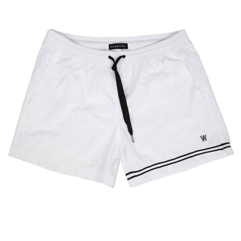 WHITE ELASTICATED SWIM SHORT