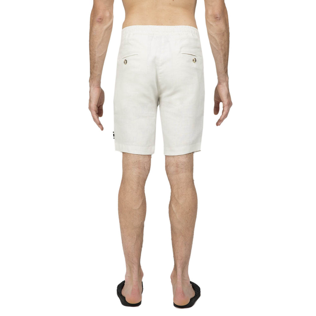IVORY ELASTICATED LINEN SHORT WITH DRAWSTRING