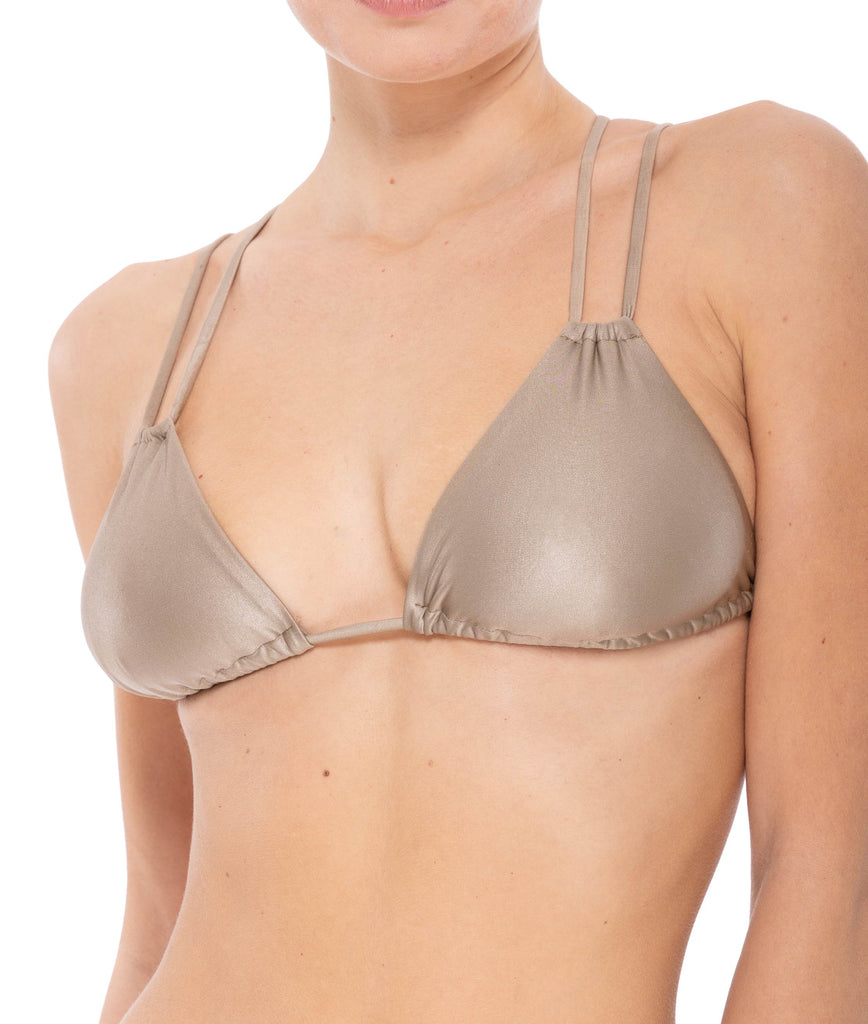 GOLD IDRA TRIANGLE BIKINI TOP WITH DOUBLE STRAP