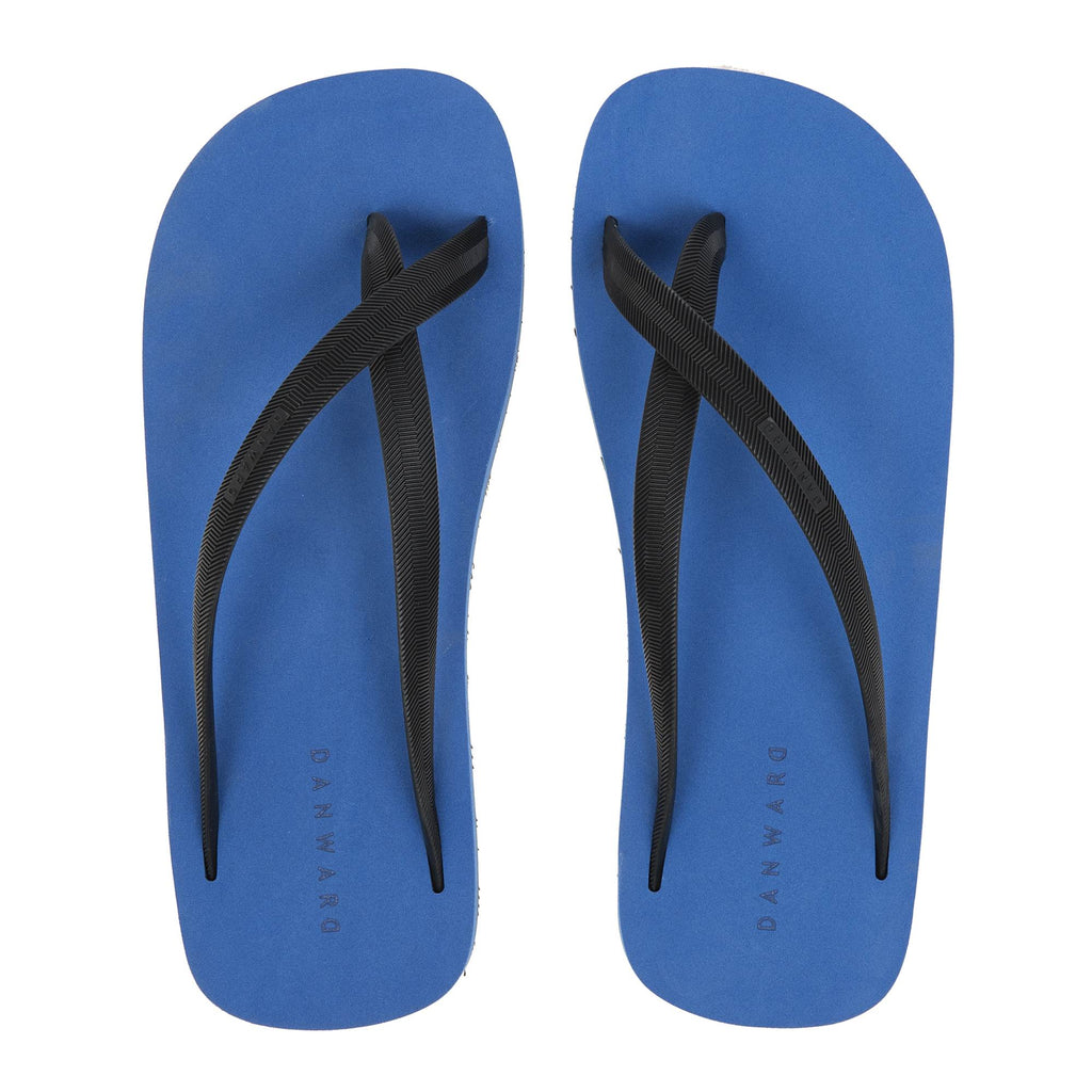 BICOLORED CROSS TOE FLIP-FLOP, BLUE WITH BLACK
