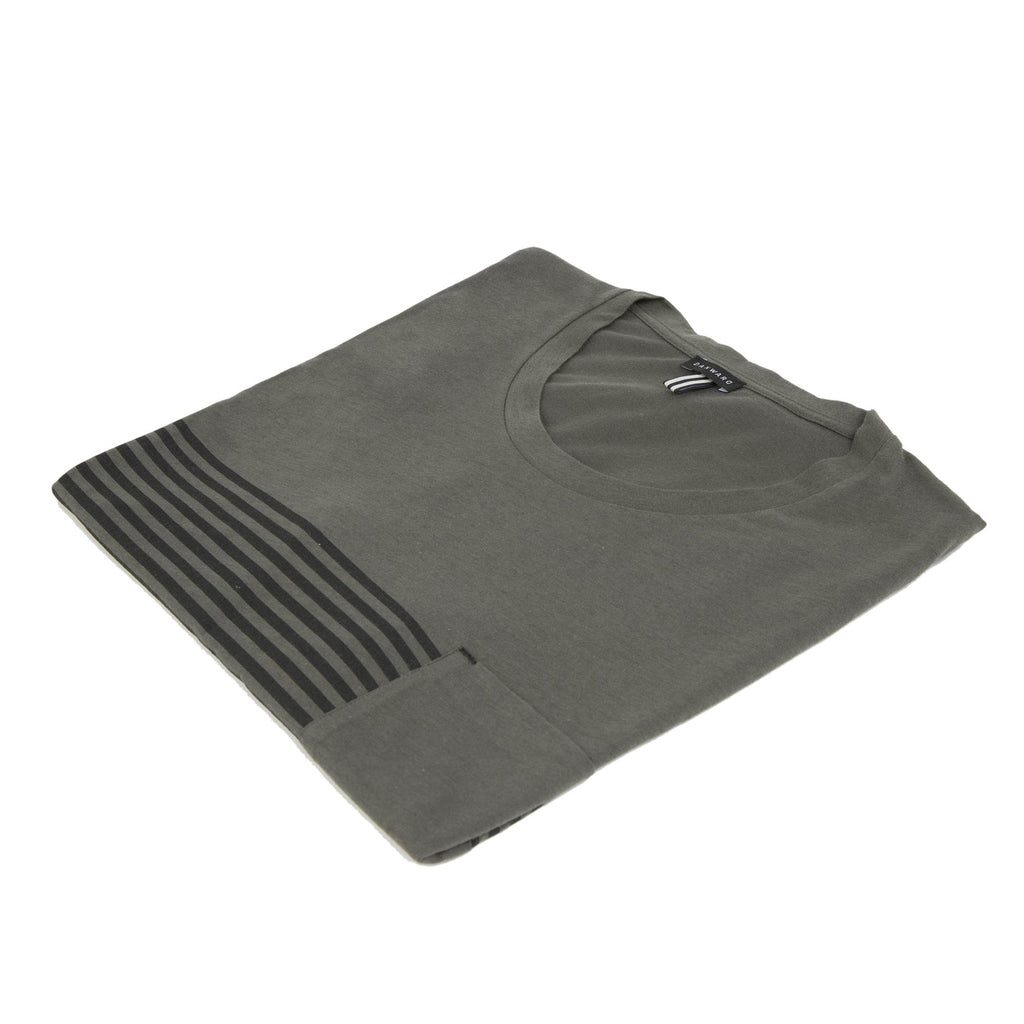 SUPER LIGHT WEIGHT COTTON JERSEY SCOOP NECK T-SHIRT WITH STRIPE PRINT