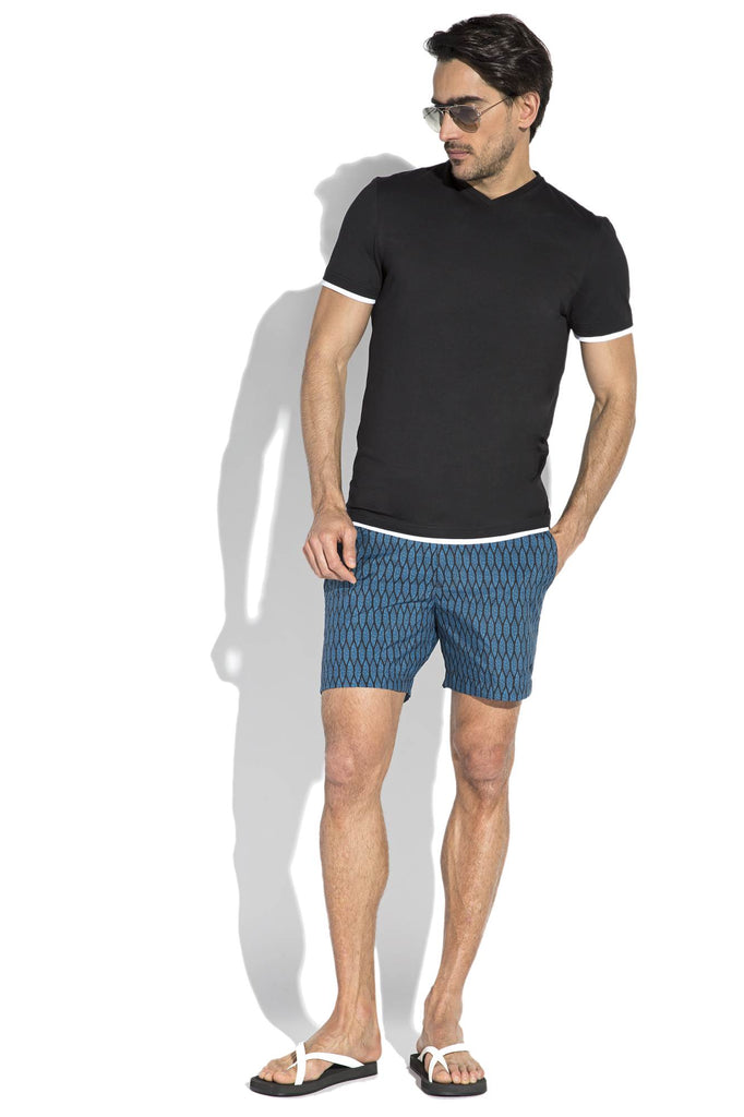 COTTON V-NECK T-SHIRT WITH CONTRAST INSERT DETAIL