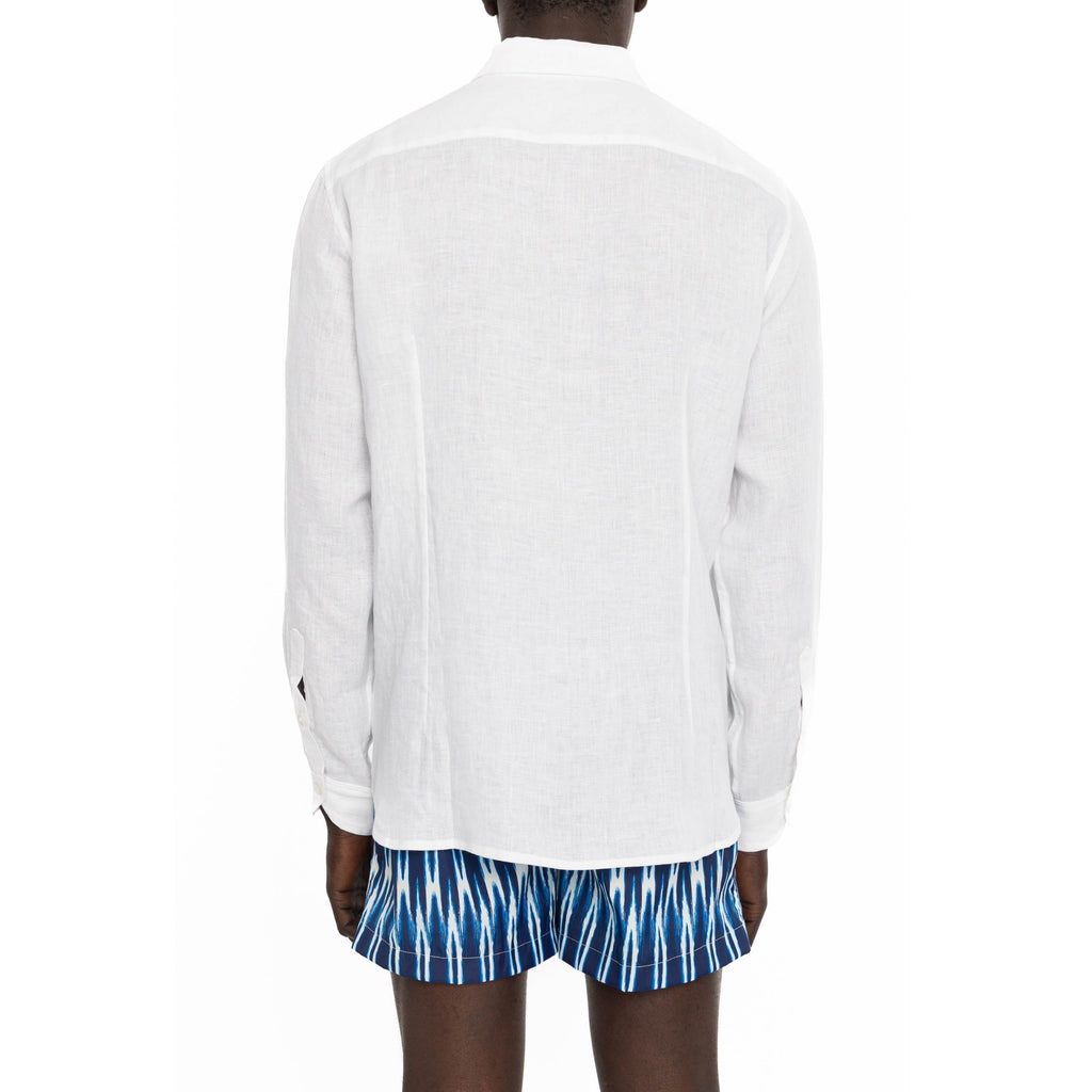 WHITE LINEN LONG SLEEVE SHIRT