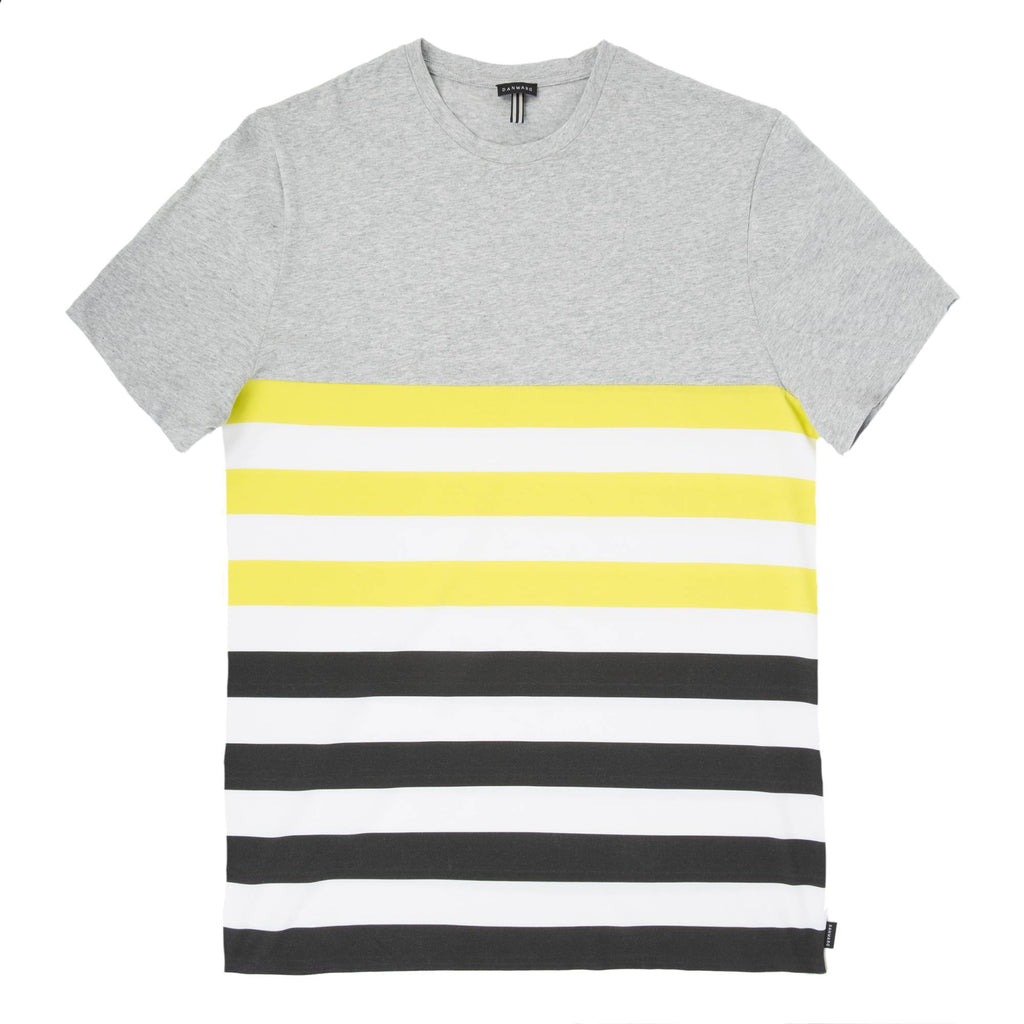 COTTON CREW NECK T-SHIRT IN MELANGE JERSEY WITH CONTRAST DECKCHAIR STRIPES