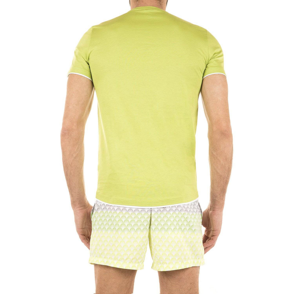 COTTON V-NECK T-SHIRT WITH CONTRAST INSERT DETAIL