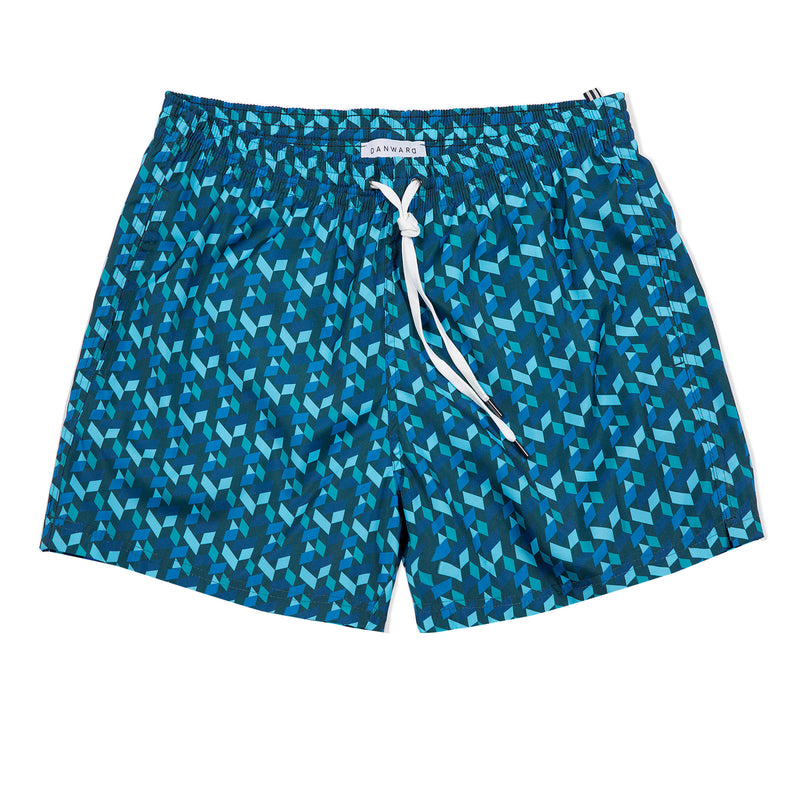 TURQUOISE ELASTICATED MID-LENGTH SWIM BOXER