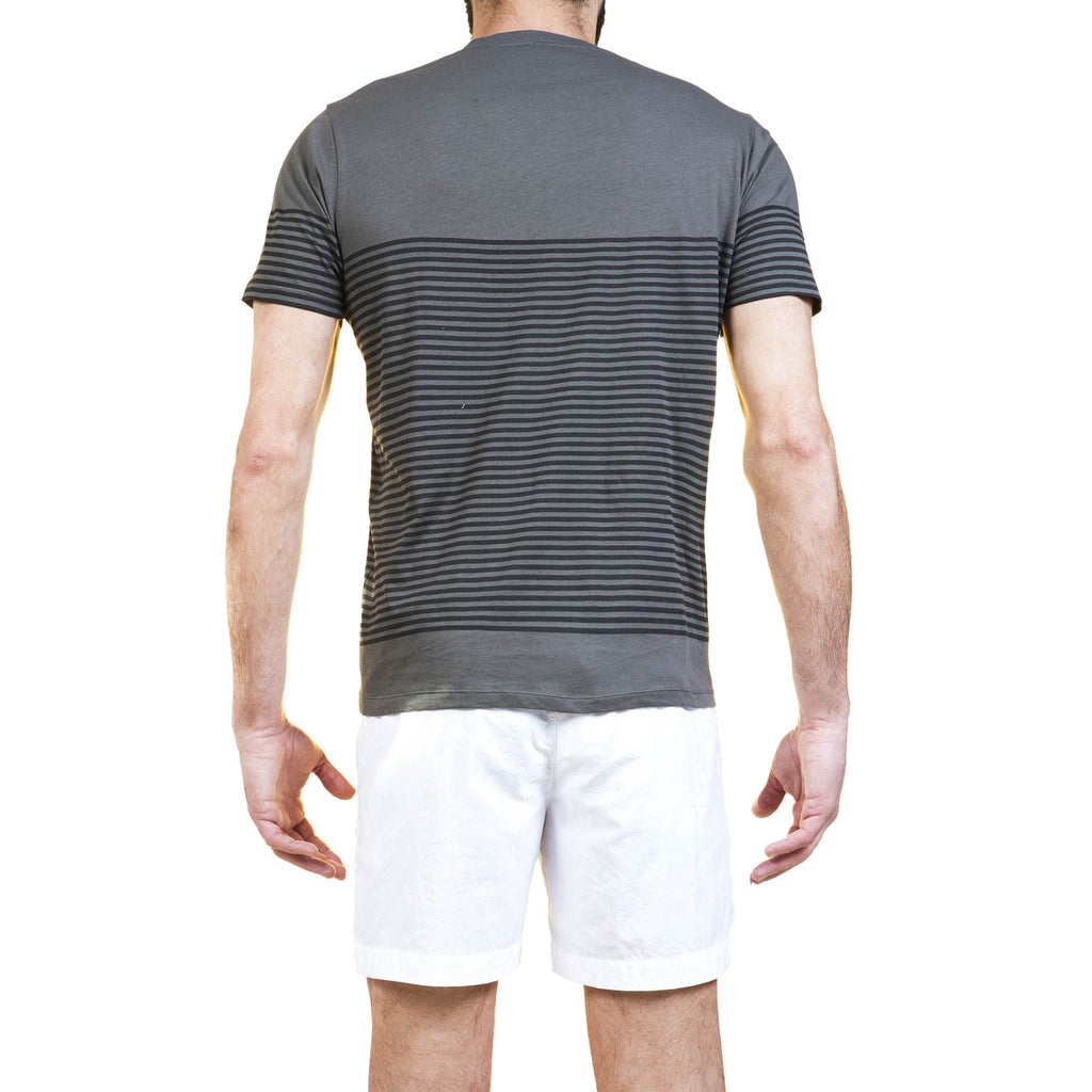 SUPER LIGHT WEIGHT COTTON JERSEY SCOOP NECK T-SHIRT WITH STRIPE PRINT