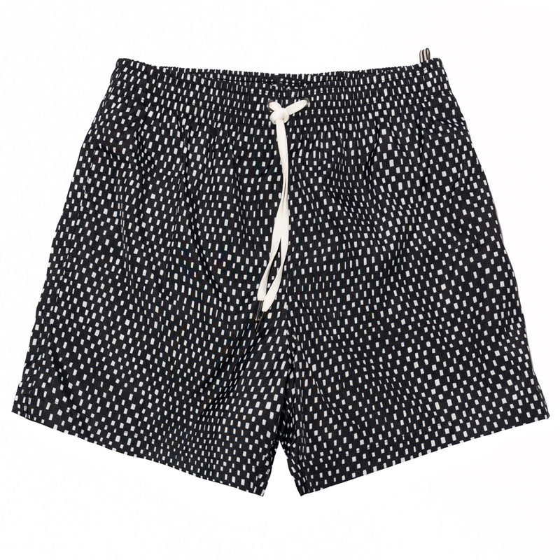 BLACK PRINT ELASTICATED MID-LENGTH SWIM SHORT