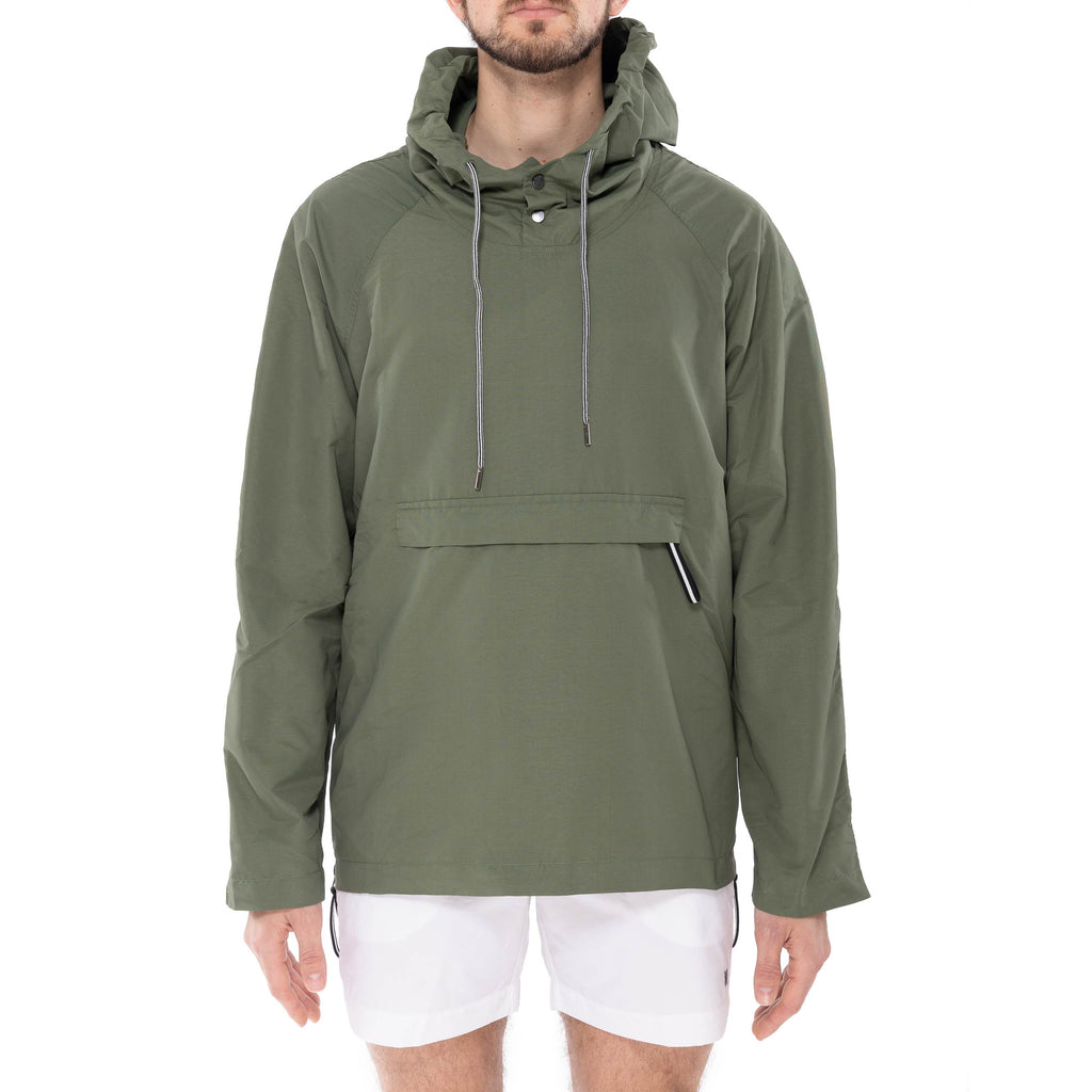 NYLON AND MESH ZIPPERED WINDBREAKER WITH HOOD