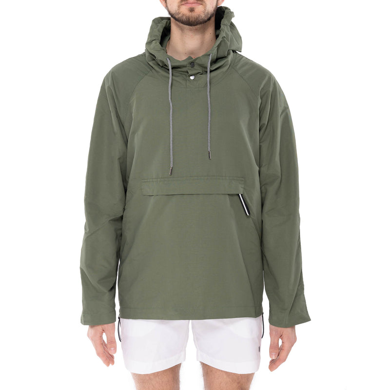 NYLON AND MESH ZIPPERED WINDBREAKER WITH HOOD