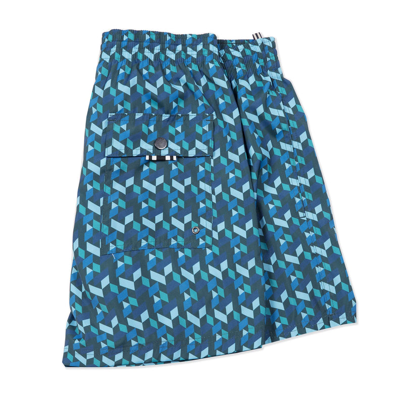 TURQUOISE ELASTICATED MID-LENGTH SWIM BOXER