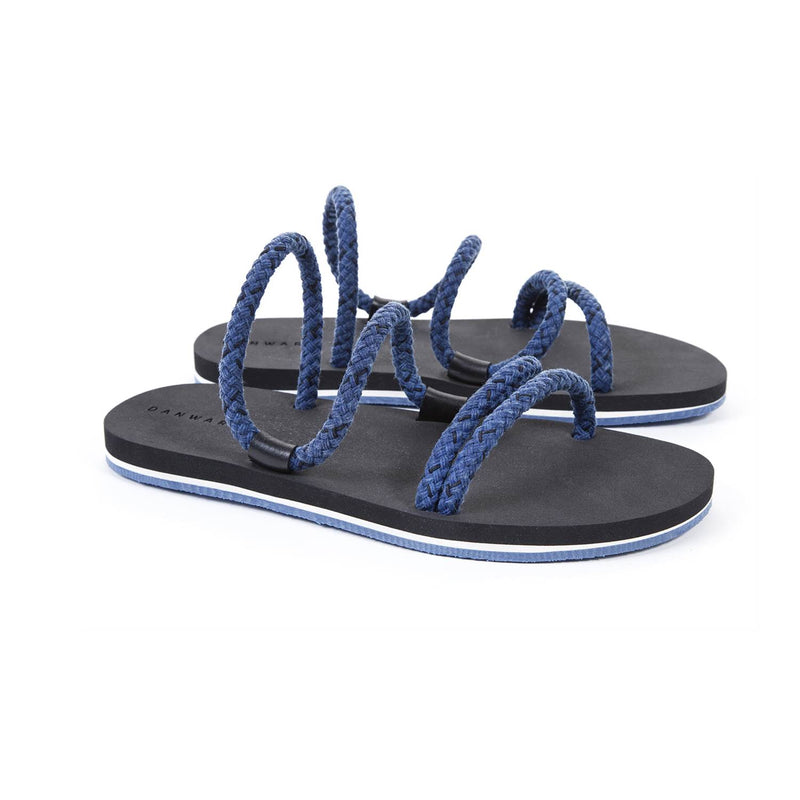 COTTON CORD LACED SANDAL WITH BICOLORED MICRO SOLE