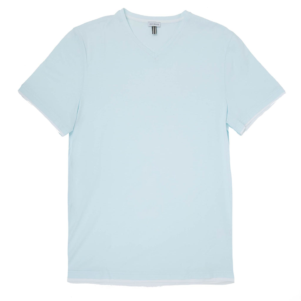 COTTON V-NECK T-SHIRT WITH CONTRAST INSERT DETAIL