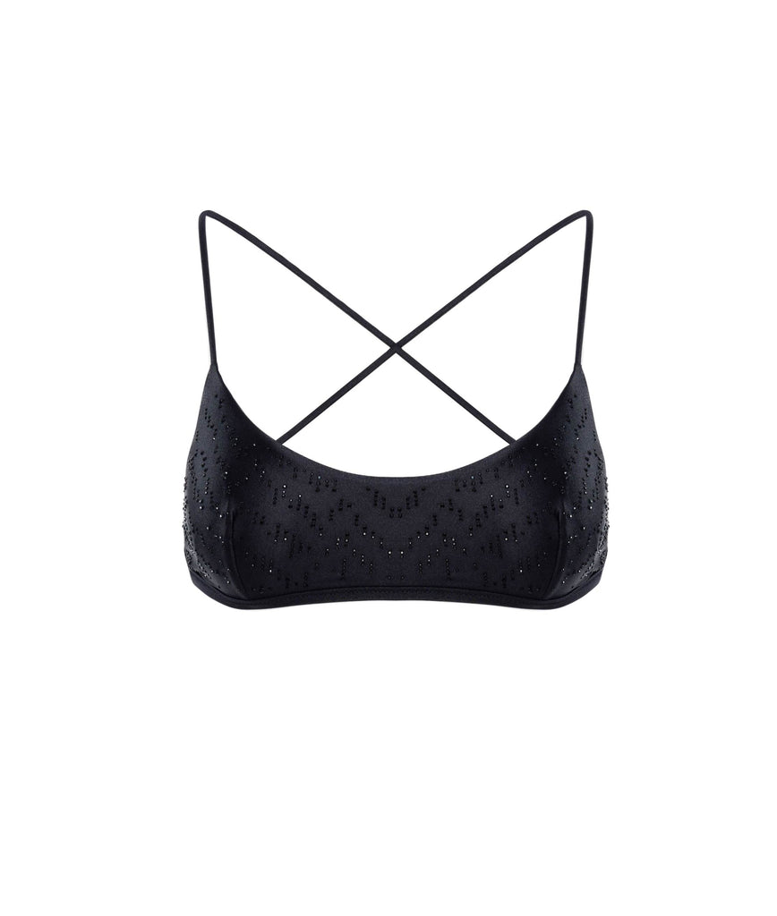 BLACK MALTA BIKINI TOP WITH CRYSTALS