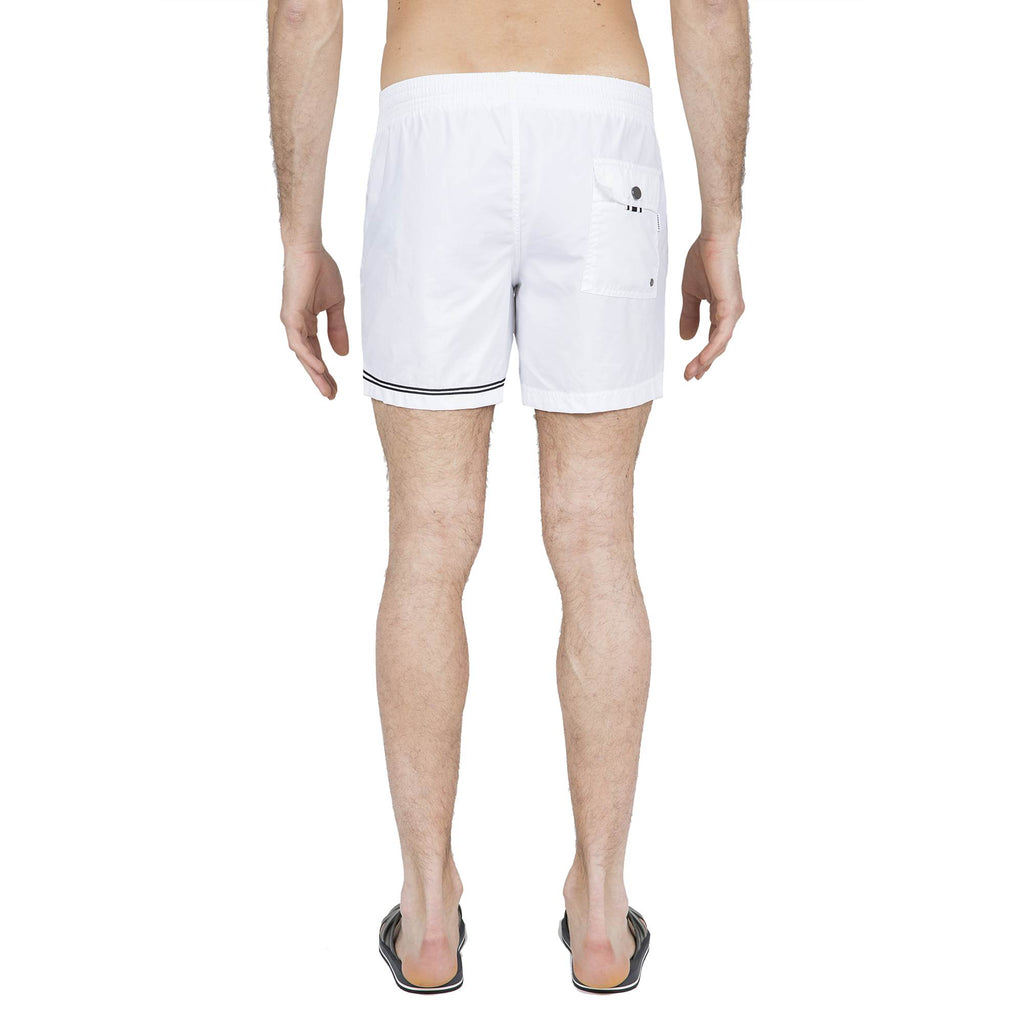 WHITE ELASTICATED SWIM SHORT