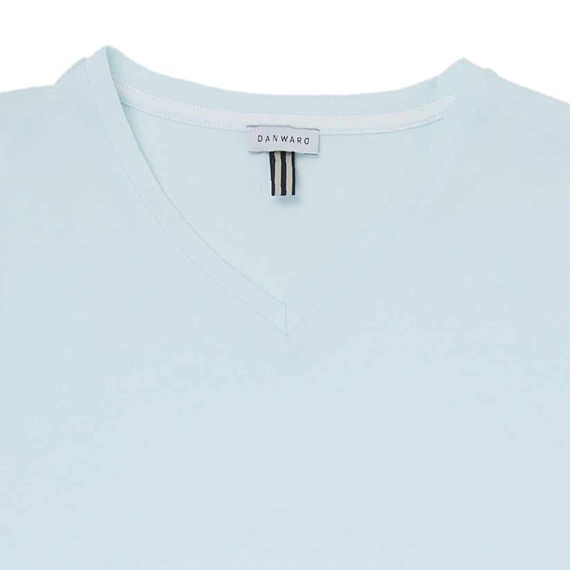 COTTON V-NECK T-SHIRT WITH CONTRAST INSERT DETAIL