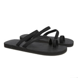 BLACK FLIP-FLOP WITH ASYMMETRIC CAGED UPPER