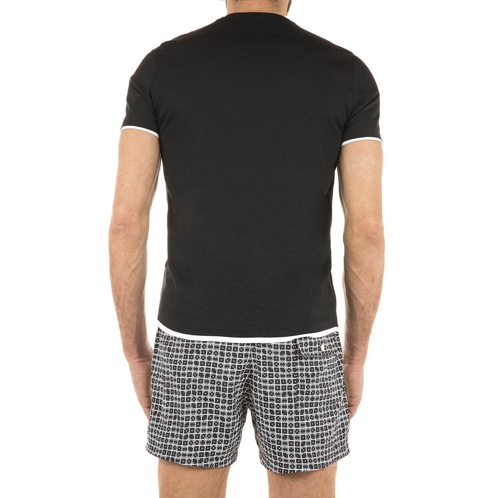 COTTON V-NECK T-SHIRT WITH CONTRAST INSERT DETAIL