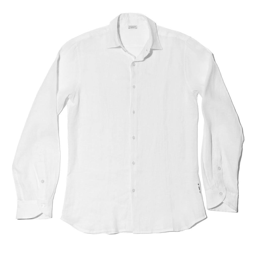 WHITE LINEN LONG SLEEVE SHIRT