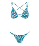 TURQUOISE IDRA BIKINI TOP AND BOTTOM WITH TWILL PRINT