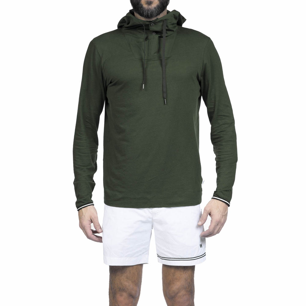 JERSEY LONG-SLEEVED T-SHIRT WITH POPLIN HOOD