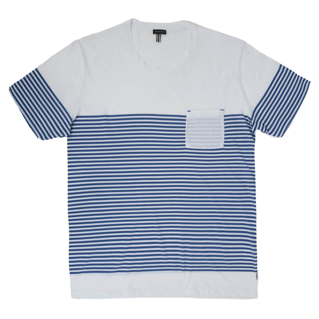SUPER LIGHT WEIGHT COTTON JERSEY SCOOP NECK T-SHIRT WITH STRIPE PRINT