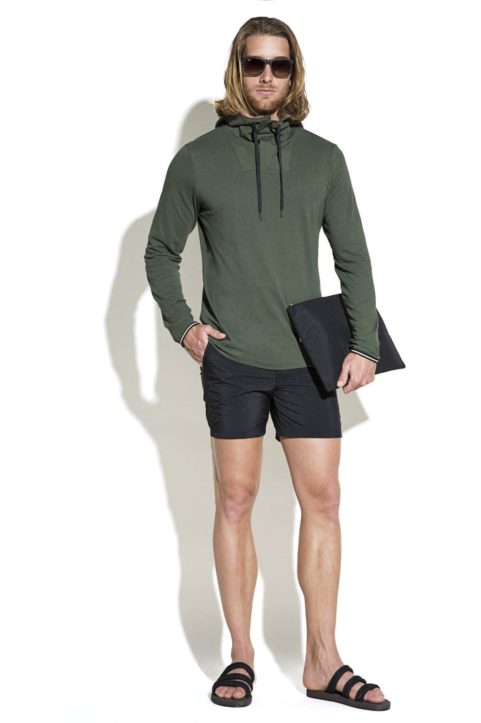 JERSEY LONG-SLEEVED T-SHIRT WITH POPLIN HOOD