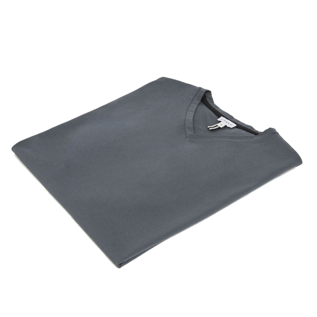 COTTON V-NECK T-SHIRT WITH CONTRAST INSERT DETAIL