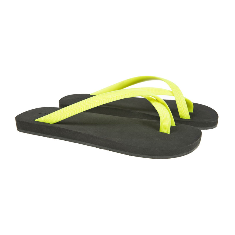 BICOLORED CROSS TOE FLIP-FLOP, BLACK WITH LEMON