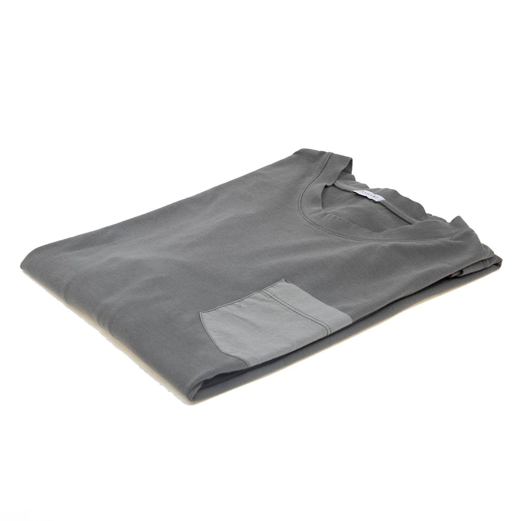 COTTON JERSEY-POPELINE GARMENT DYED LONG SLEEVE CREW NECK T-SHIRT