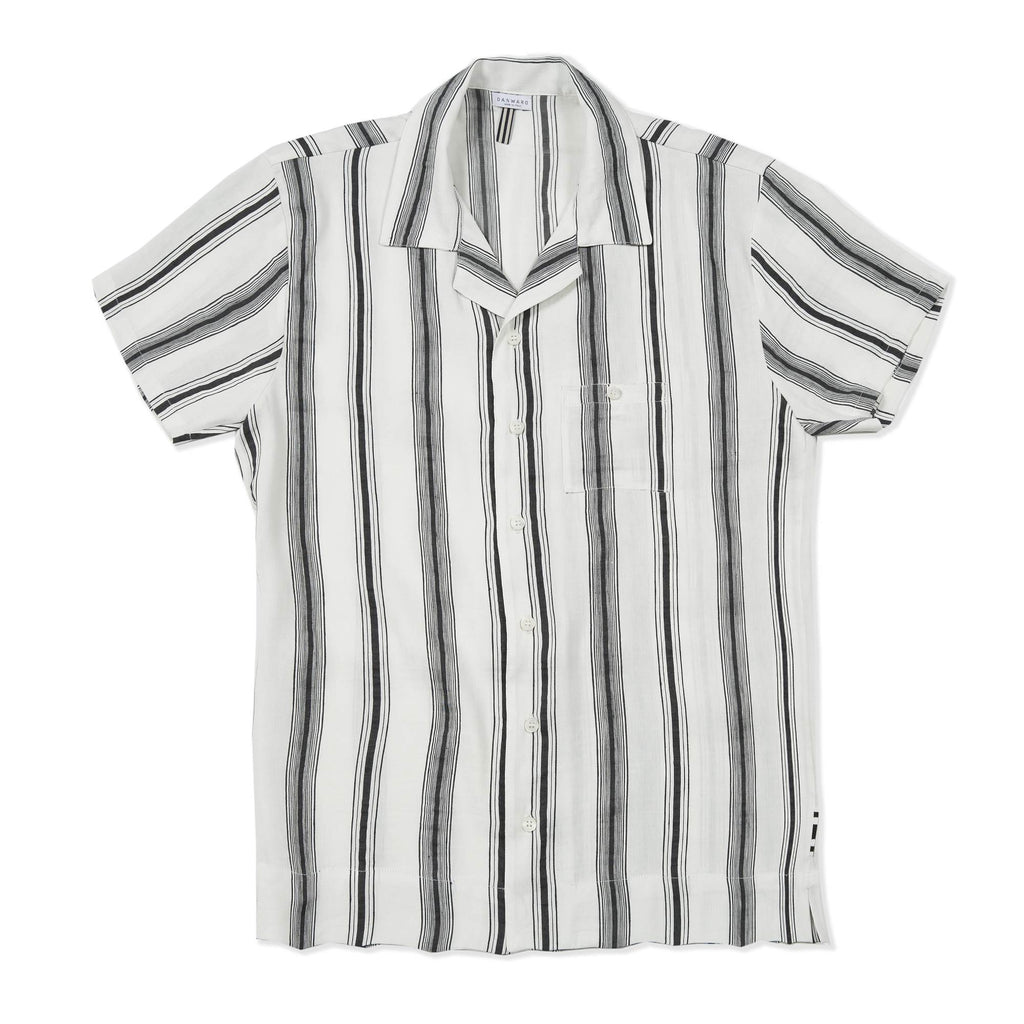 SHORT SLEEVE STRIPED SHIRT IN LINEN AND SILK