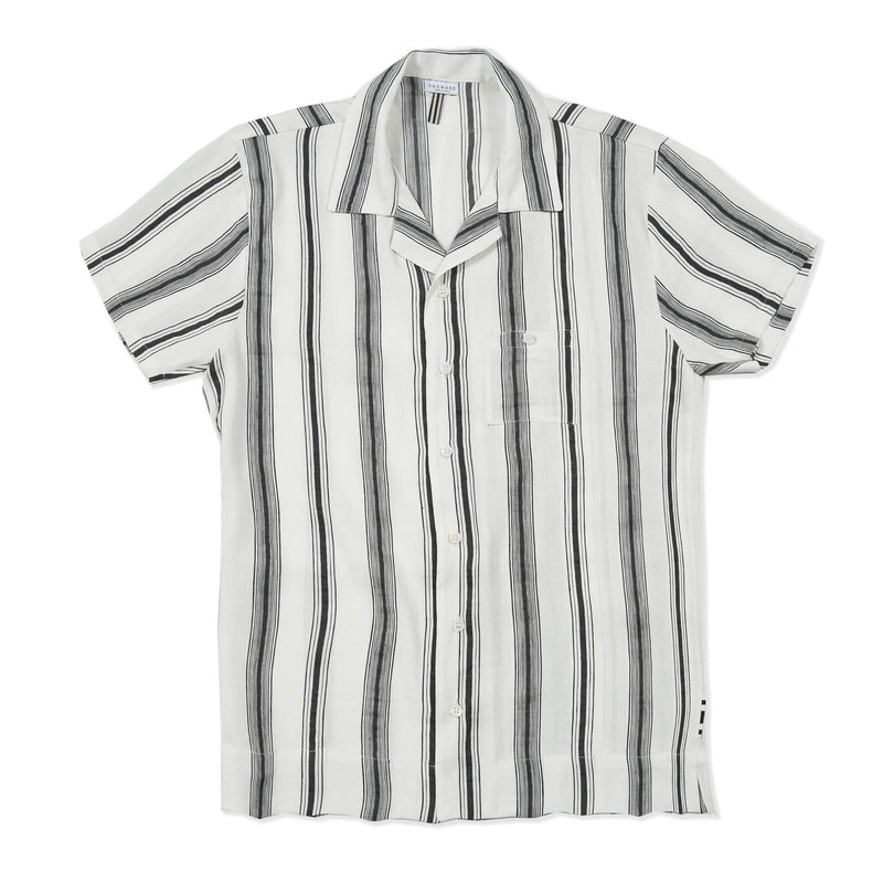 SHORT SLEEVE STRIPED SHIRT IN LINEN AND SILK