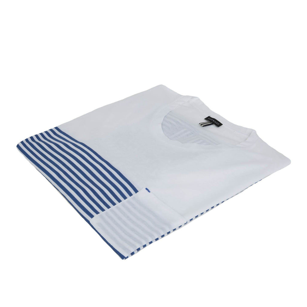 SUPER LIGHT WEIGHT COTTON JERSEY SCOOP NECK T-SHIRT WITH STRIPE PRINT