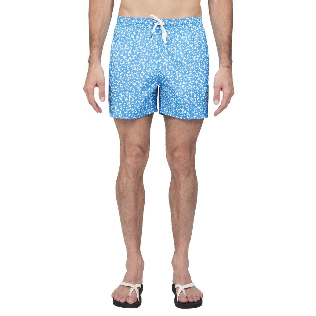 BLUE ELASTICATED MID-LENGTH SWIM BOXER