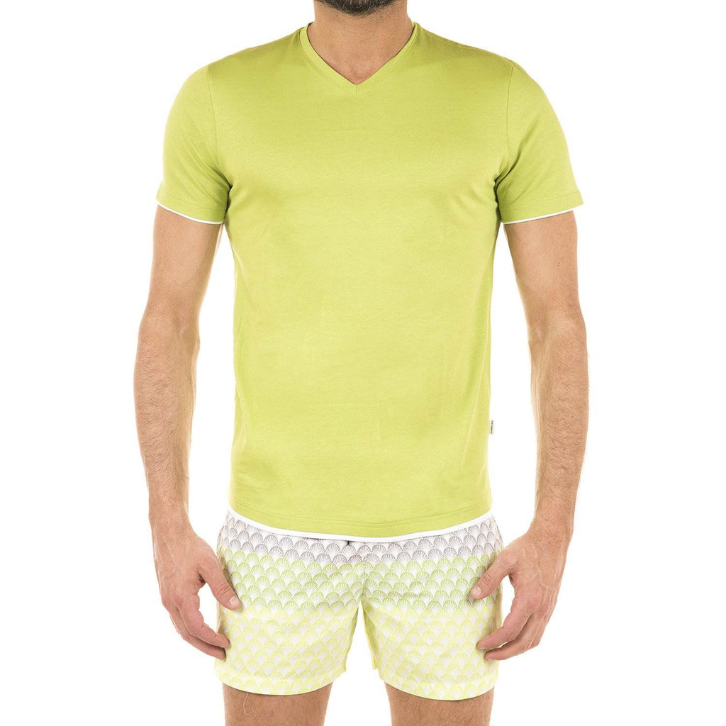 COTTON V-NECK T-SHIRT WITH CONTRAST INSERT DETAIL