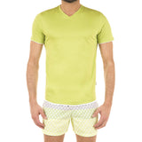 COTTON V-NECK T-SHIRT WITH CONTRAST INSERT DETAIL