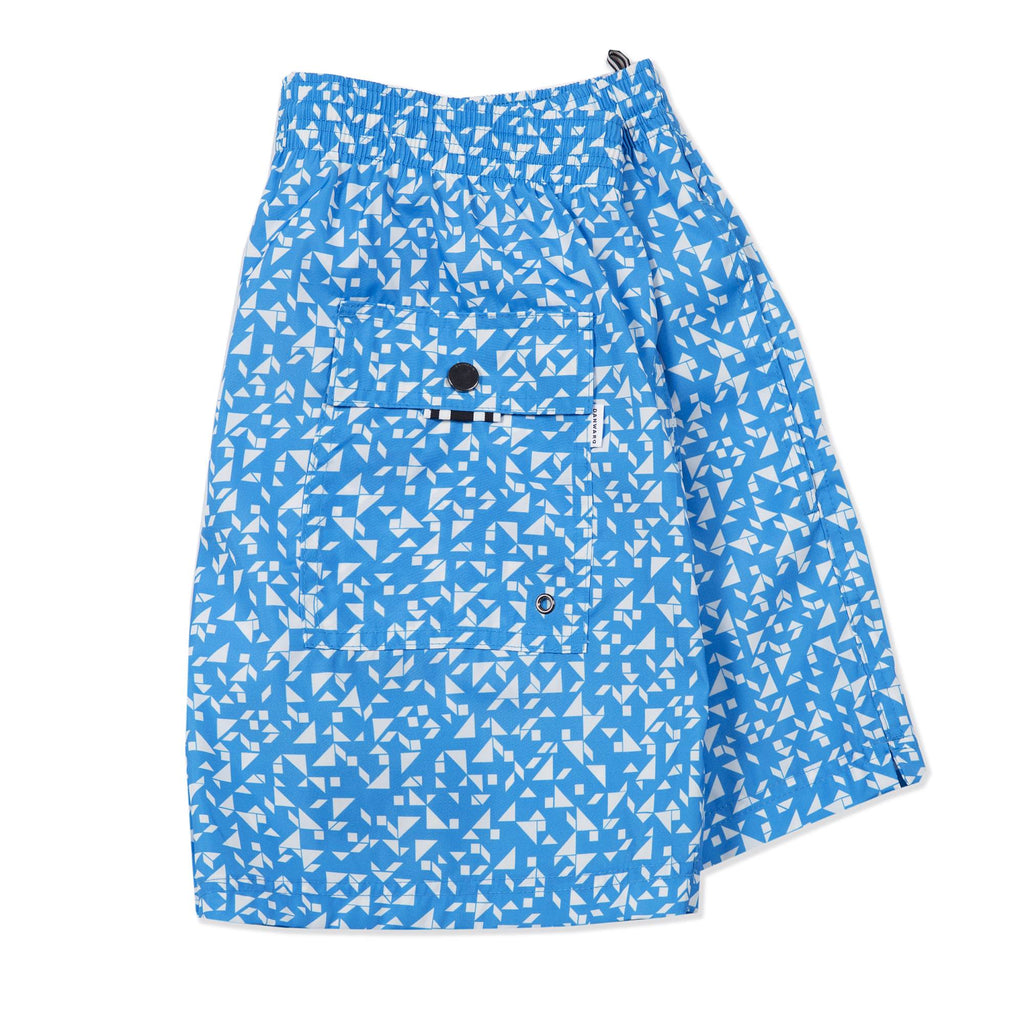 BLUE ELASTICATED MID-LENGTH SWIM BOXER