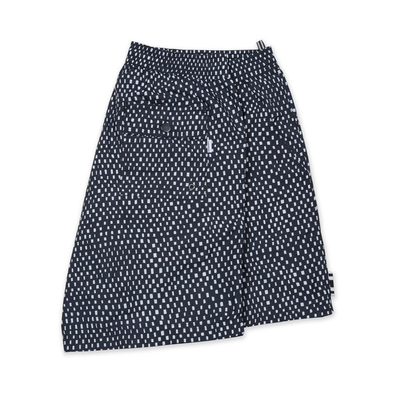 BLACK PRINT ELASTICATED MID-LENGTH SWIM SHORT