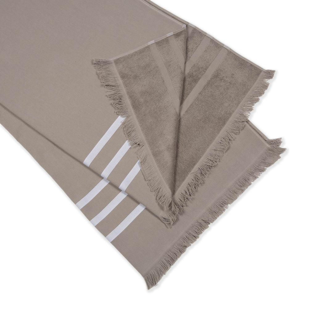 FRINGED JACQUARD COTTON TERRY DOUBLE SIDED BEACH TOWEL