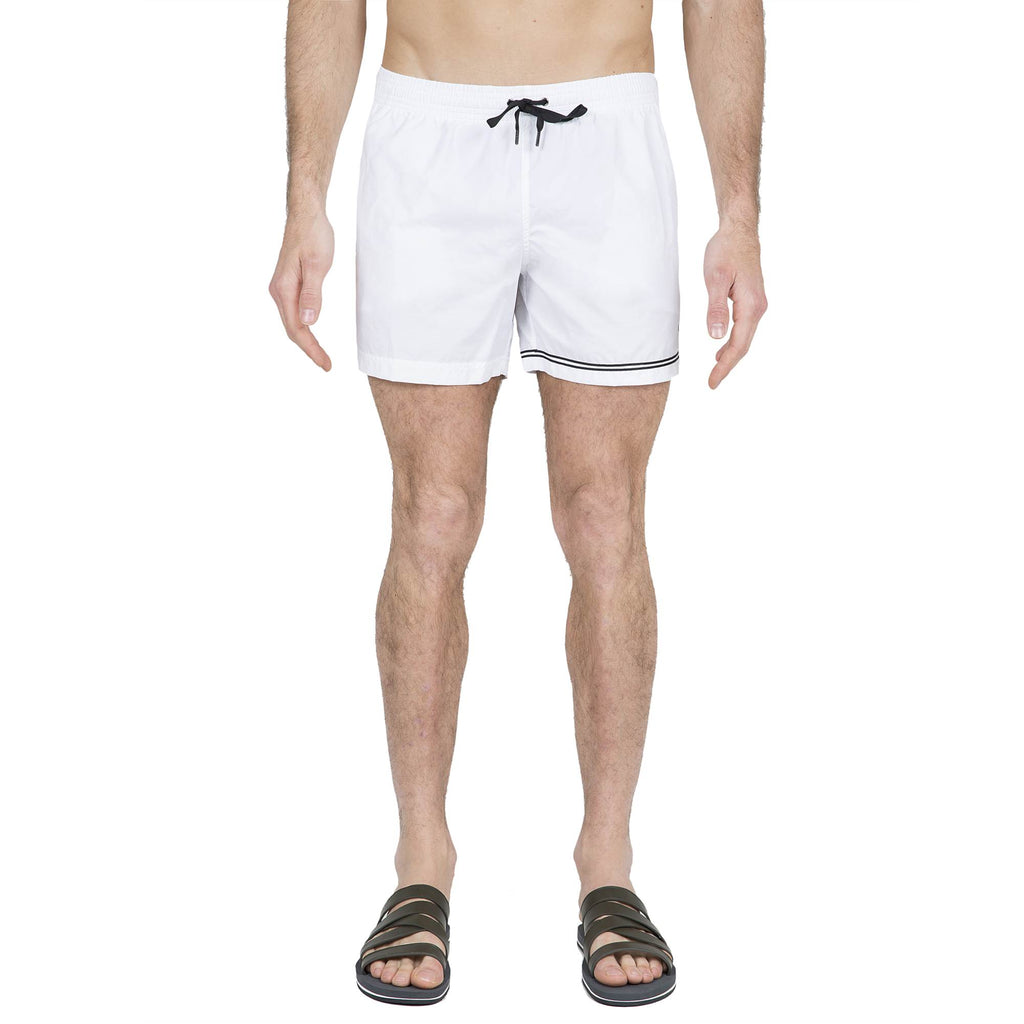 WHITE ELASTICATED SWIM SHORT