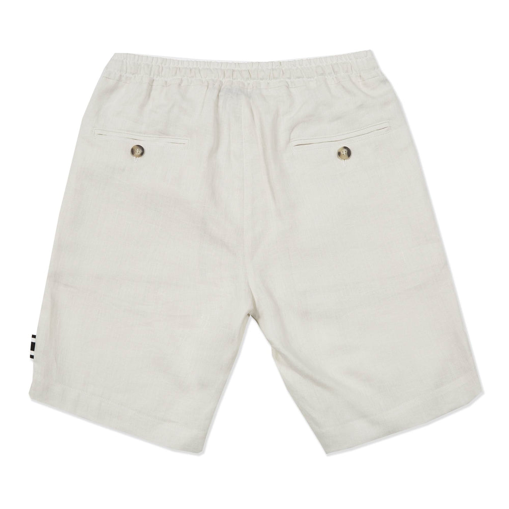 IVORY ELASTICATED LINEN SHORT WITH DRAWSTRING
