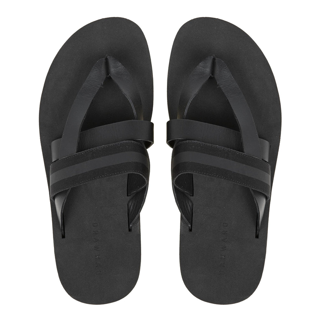 BICOLORED MICRO SOLE LEATHER THONG WITH GROSGRAIN TRIM