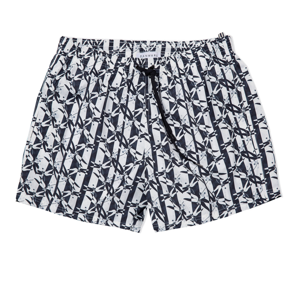 BLACK ELASTICATED MID-LENGTH SWIM BOXER