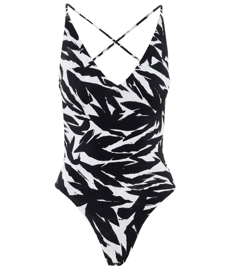 BLACK PATMOS SWIMSUIT WITH ART FOLD PRINT