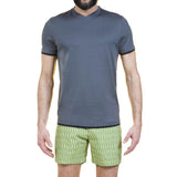 COTTON V-NECK T-SHIRT WITH CONTRAST INSERT DETAIL