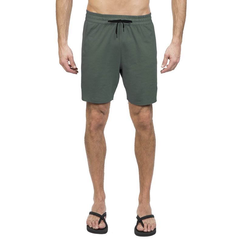 JERSEY-POPELINE GARMENT DYED DRAWSTRING SHORT
