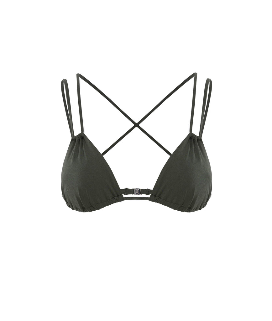 KHAKI IDRA TRIANGLE BIKINI TOP WITH DOUBLE STRAP