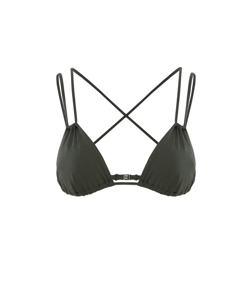 KHAKI IDRA TRIANGLE BIKINI TOP WITH DOUBLE STRAP