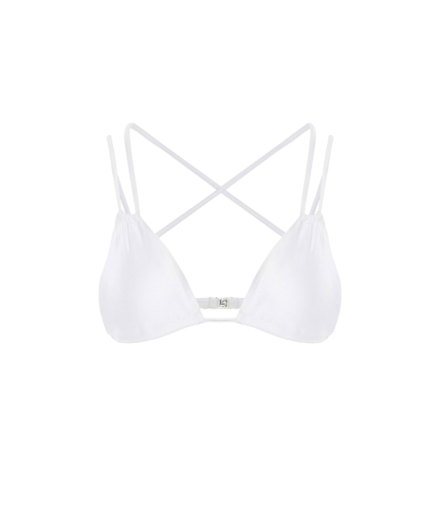 WHITE IDRA TRIANGLE BIKINI TOP WITH DOUBLE STRAP