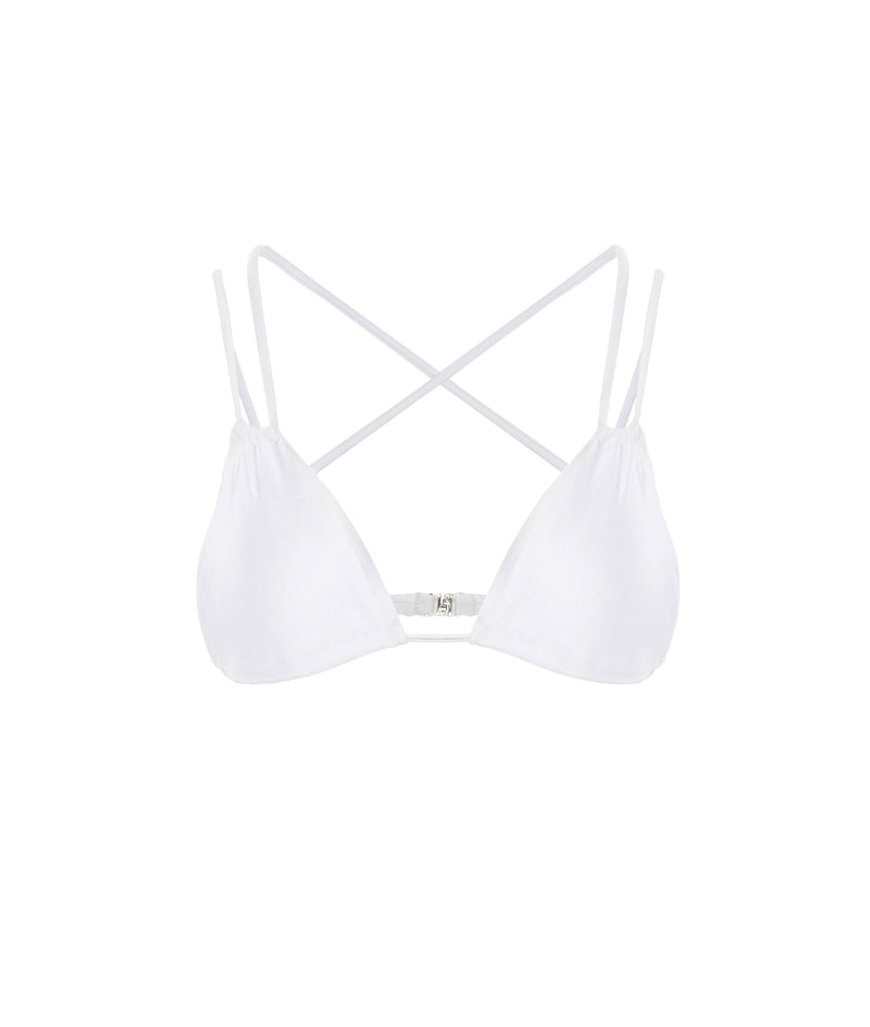 WHITE IDRA TRIANGLE BIKINI TOP WITH DOUBLE STRAP